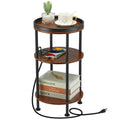 Small Round 3-Tier Side Table with Charging Station K69444