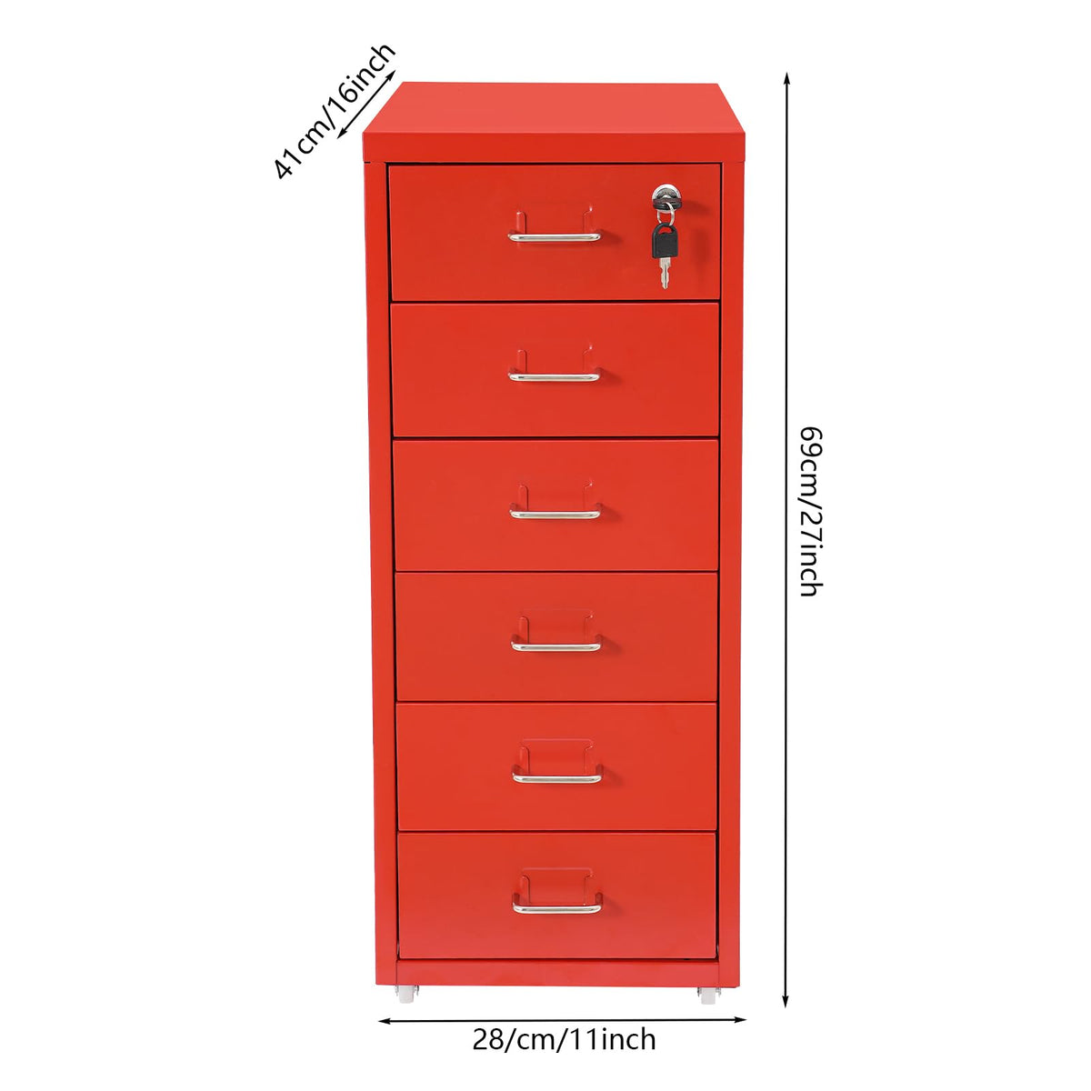 6 Drawer Metal Rolling File Cabinet with Lock J891