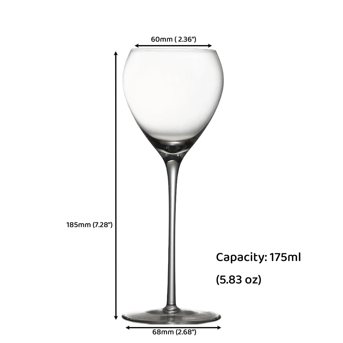 Hand Blown Crystal Cocktail Glasses Set of 6, 5.8Oz Clear G453