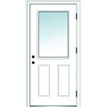 Primed Left Hand Outswing 1/2 Lite 2-Panel Clear Glass Steel Prehung Door 32"x80" B981