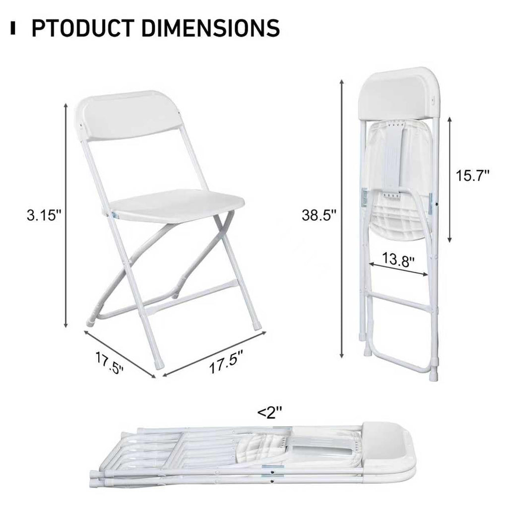 10 Pack White Folding Chairs 350LBS Capacity Steel I554526