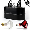 2-in-1 Deep Dome Reptile Light Fixture Kit with 100W UVA Basking Bulb & 100W Infrared Heat Lamp S9002