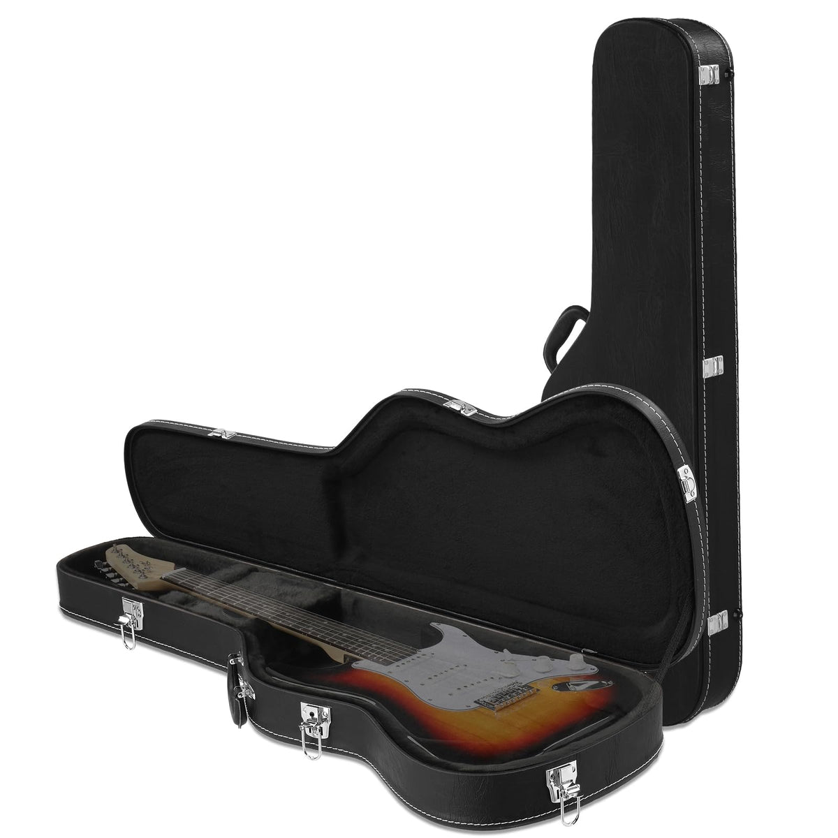 39 Inch Wooden Electric Guitar Hard Case with Soft Lining, Black Z653475