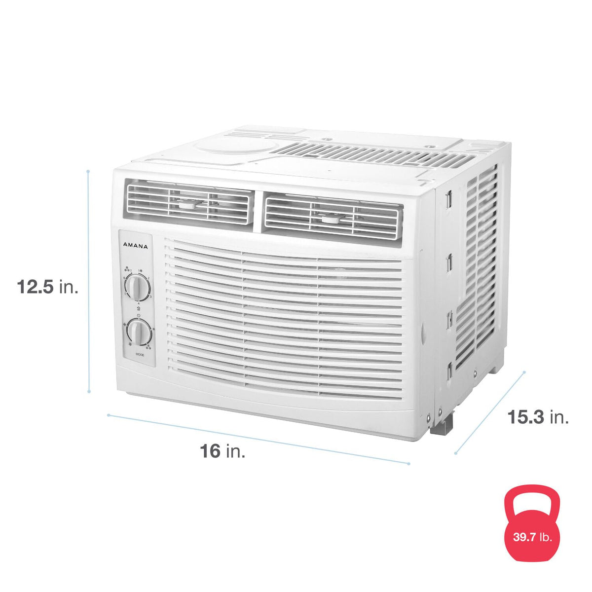 5,000 BTU Window Air Conditioner with Mechanical Controls, Dehumidifier, Washable Filter, 2 Fan Speeds, White A776243