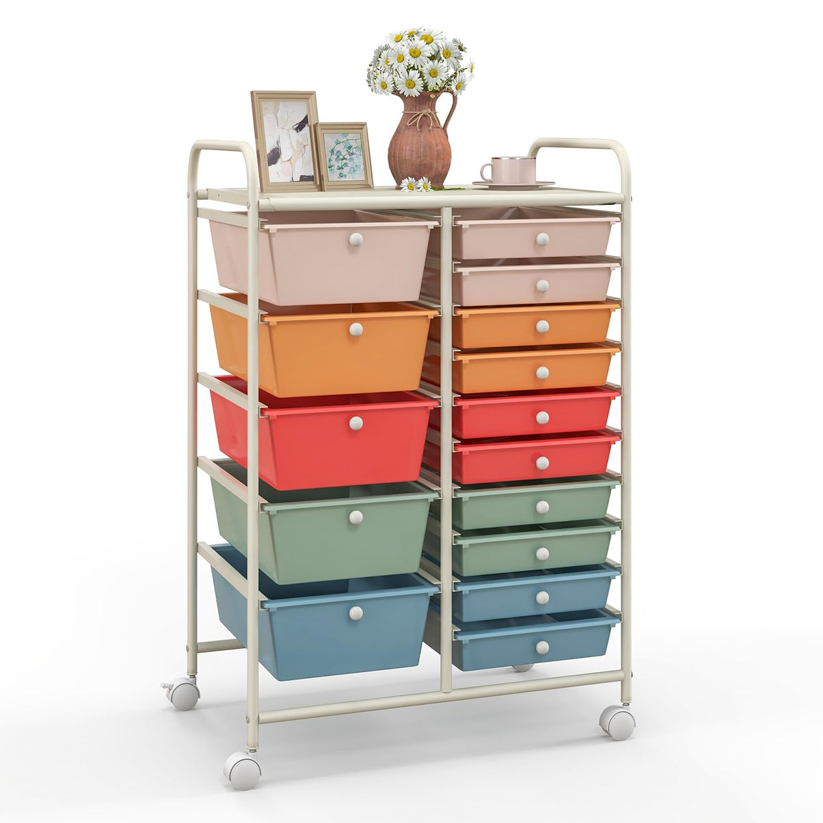 15 Drawer Rolling Storage Cart with Wheels G127