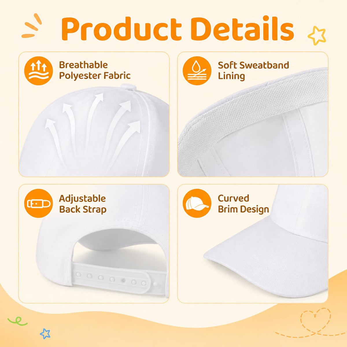 White Adjustable Baseball Caps R846249