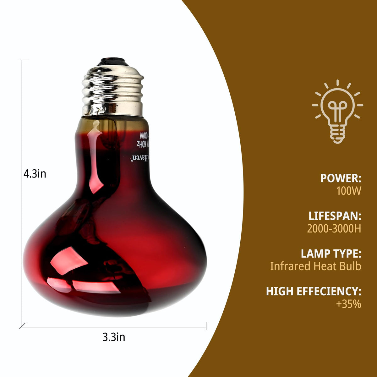 2-in-1 Deep Dome Reptile Light Fixture Kit with 100W UVA Basking Bulb & 100W Infrared Heat Lamp S9002