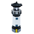 Solar Powered Resin Lighthouse Garden Light Black White X6486