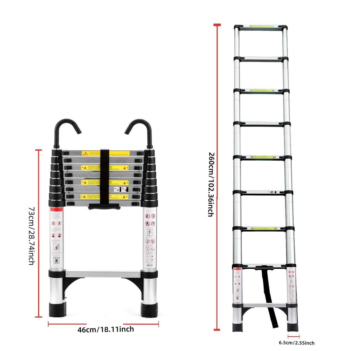 8.5 FT Aluminum Telescoping Ladder 330lbs R367