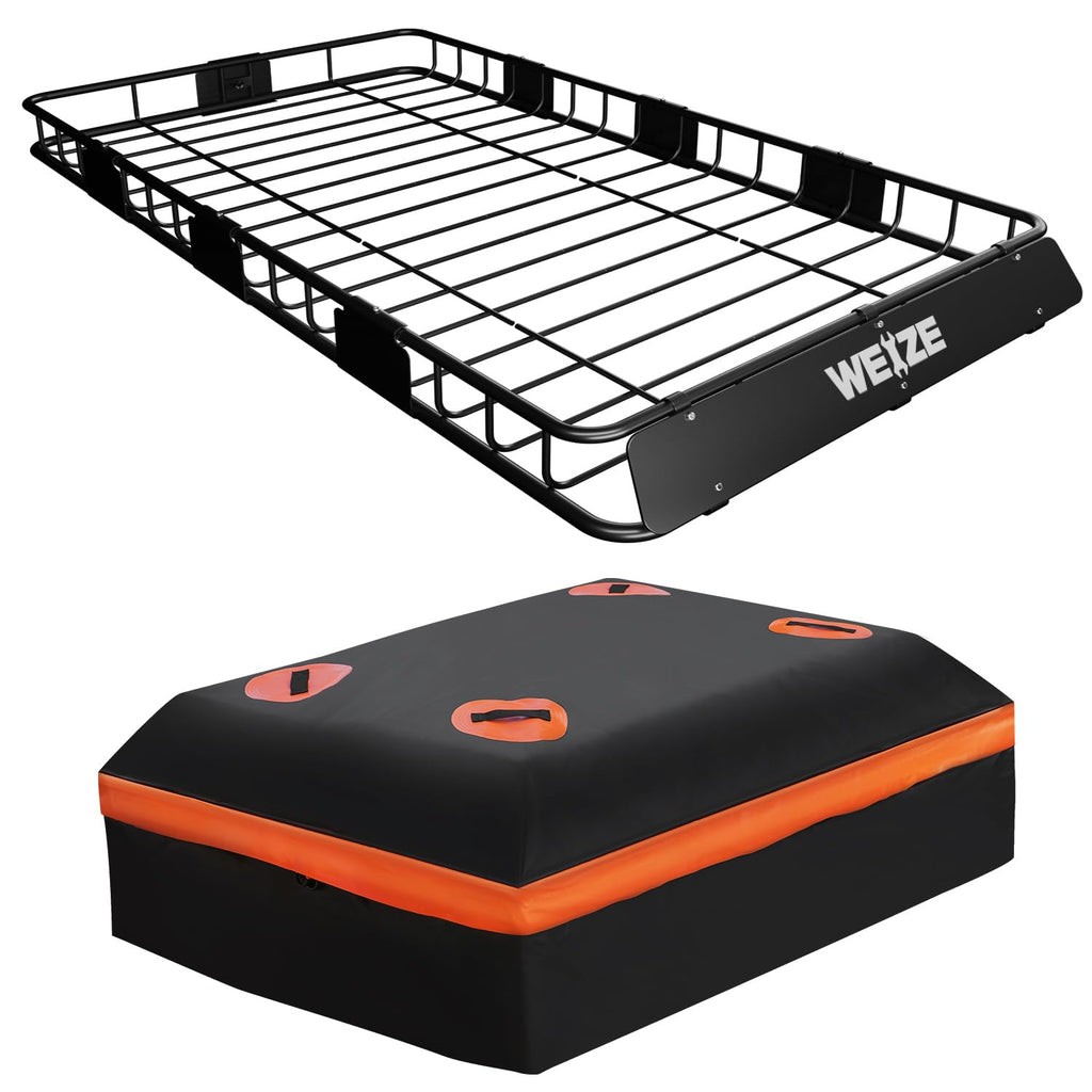64"x 39" Steel Roof Rack Cargo Carrier with Waterproof Bag U950036