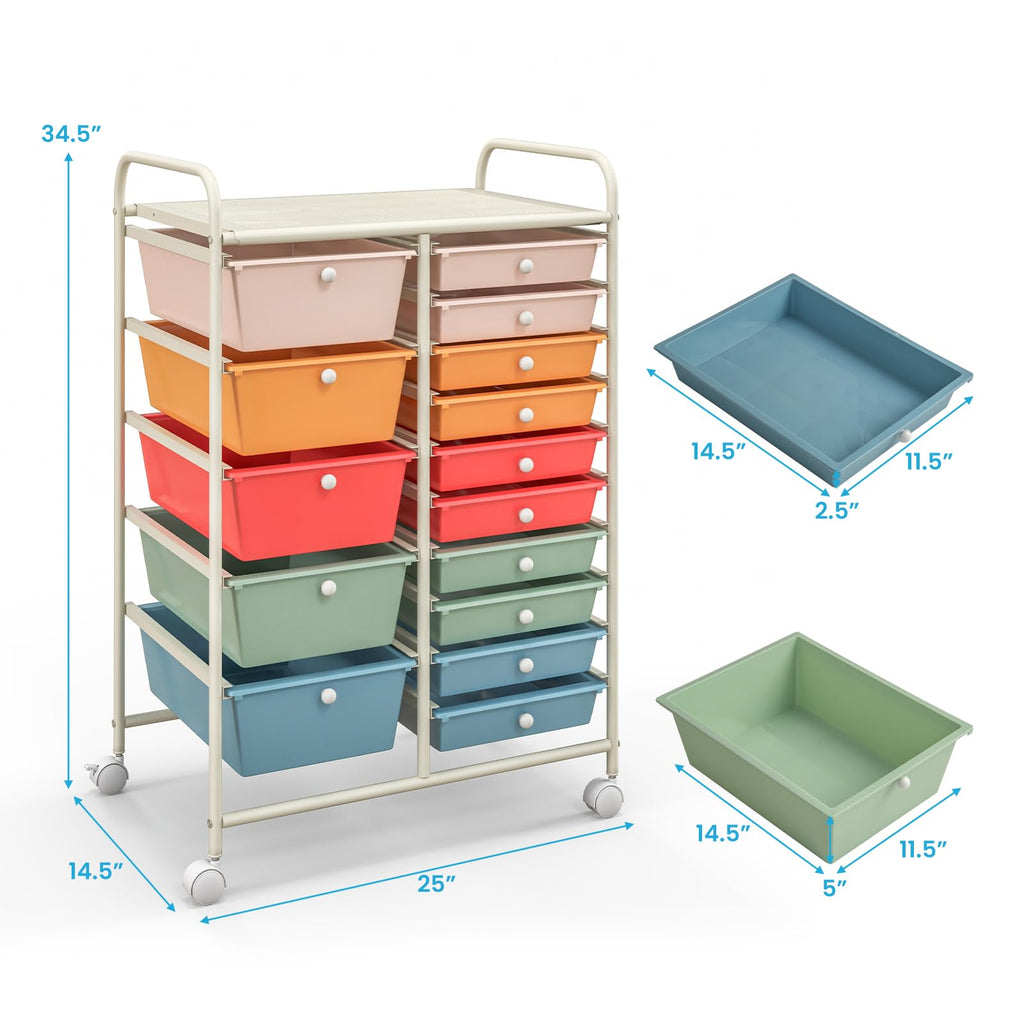15 Drawer Rolling Storage Cart with Wheels G127