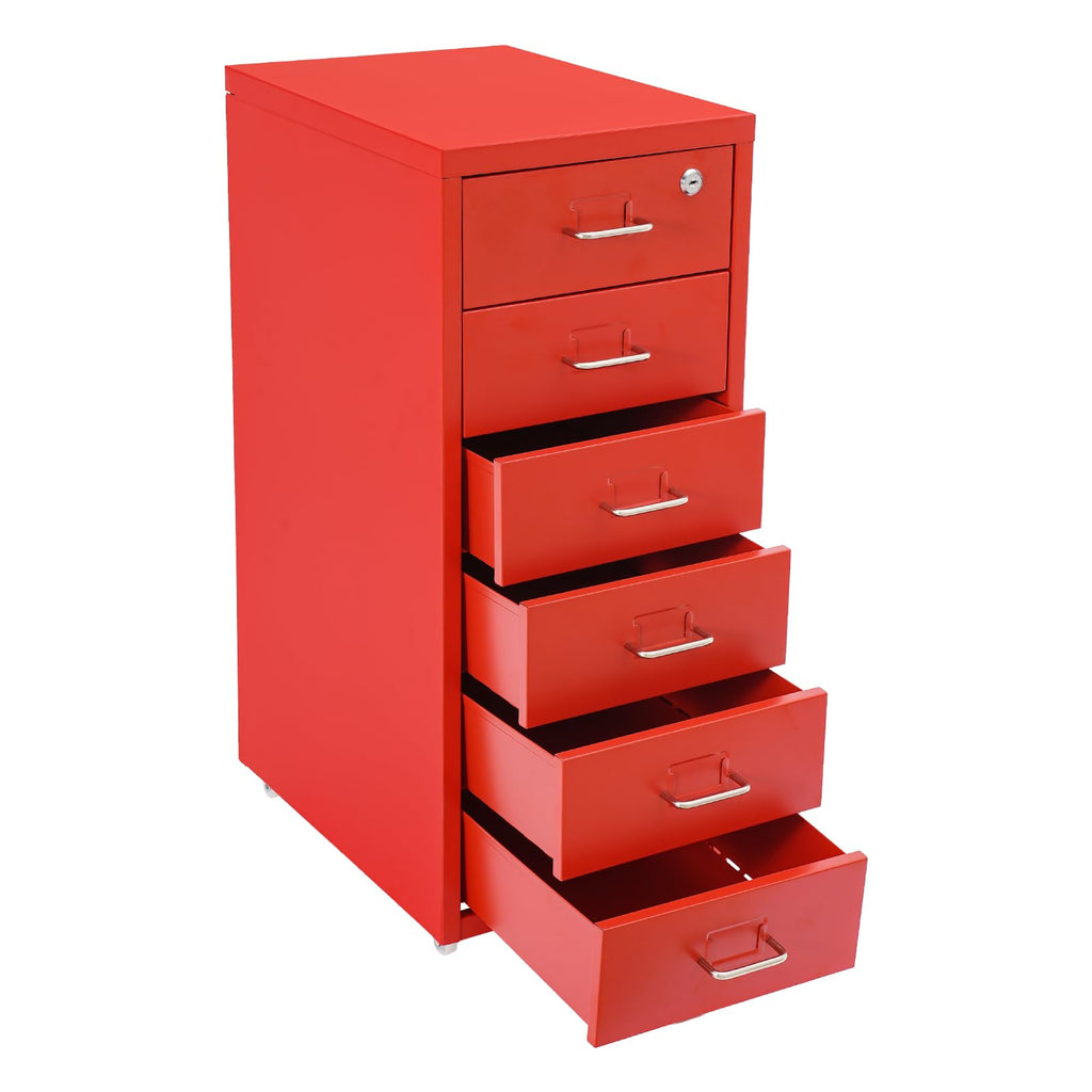 6 Drawer Metal Rolling File Cabinet with Lock J891