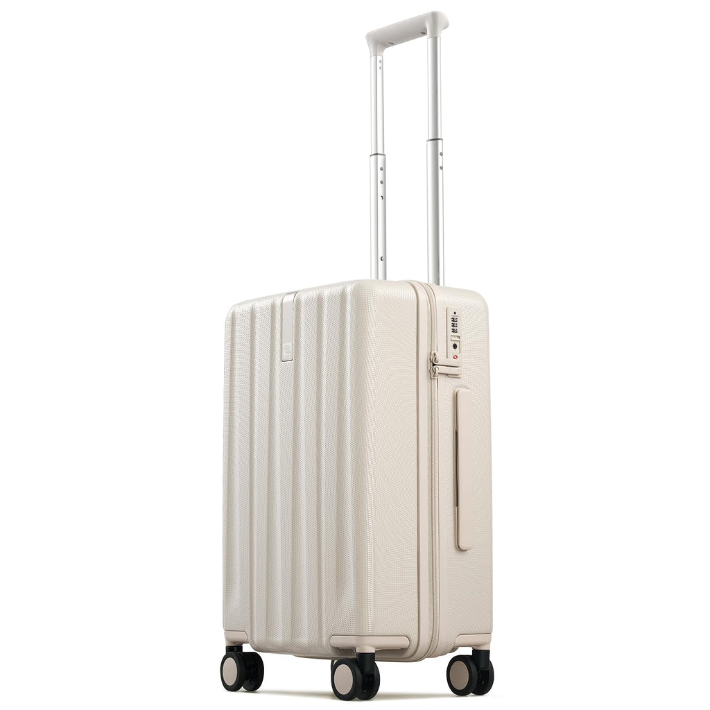 20 Inch PC Hard Shell Carry On Luggage with Wheels, TSA Lock, Ivory White C8566
