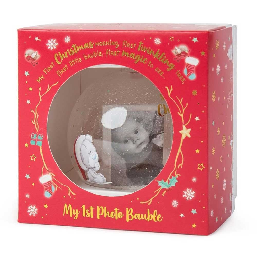 Glass Christmas Baby Tree Bauble with Photo E39597