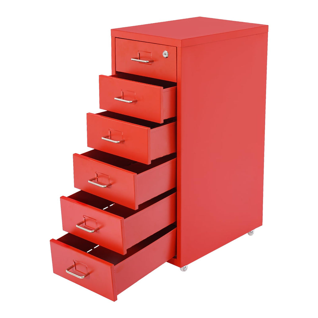 6 Drawer Metal Rolling File Cabinet with Lock J891