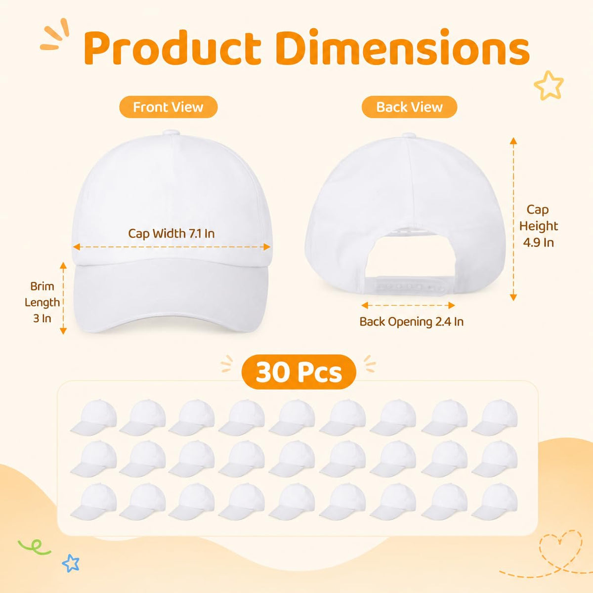White Adjustable Baseball Caps R846249