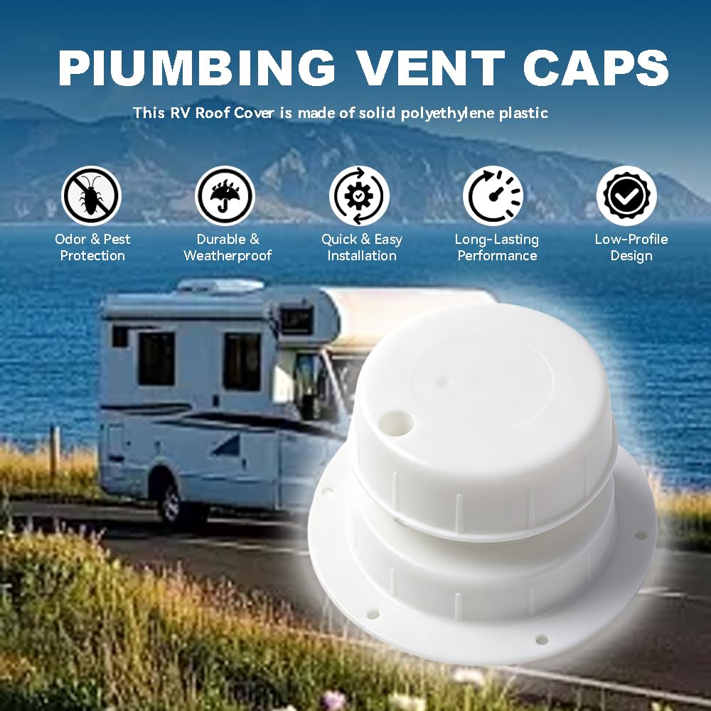 RV Plumbing Vent Caps Replacement Plastic Roof Cover 1 to 2 3/8 Inch Pipe B193