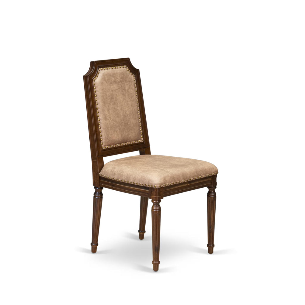 9 Piece Dining Table Set with 8 Beige Polyester Fabric Chairs T193