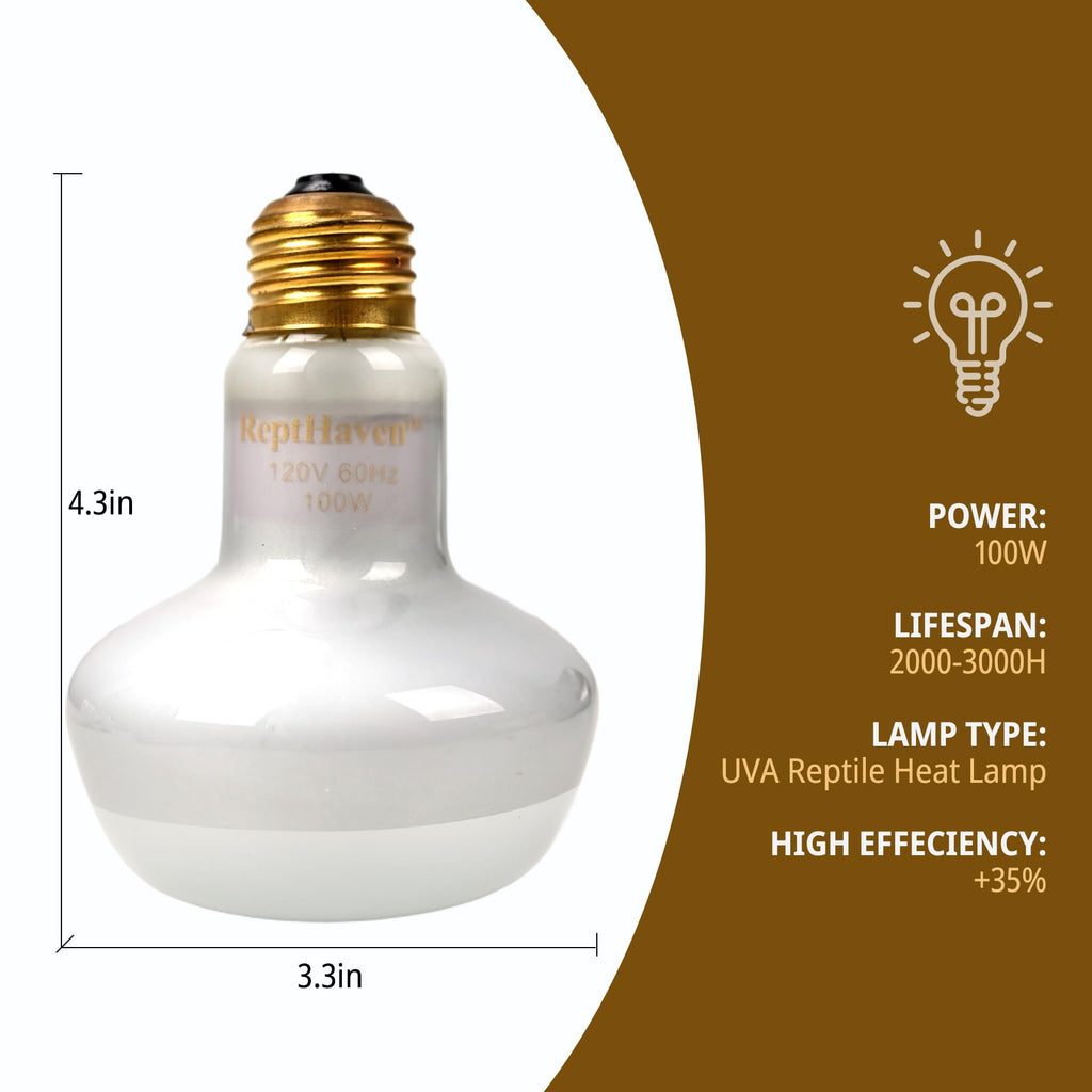 2-in-1 Deep Dome Reptile Light Fixture Kit with 100W UVA Basking Bulb & 100W Infrared Heat Lamp S9002