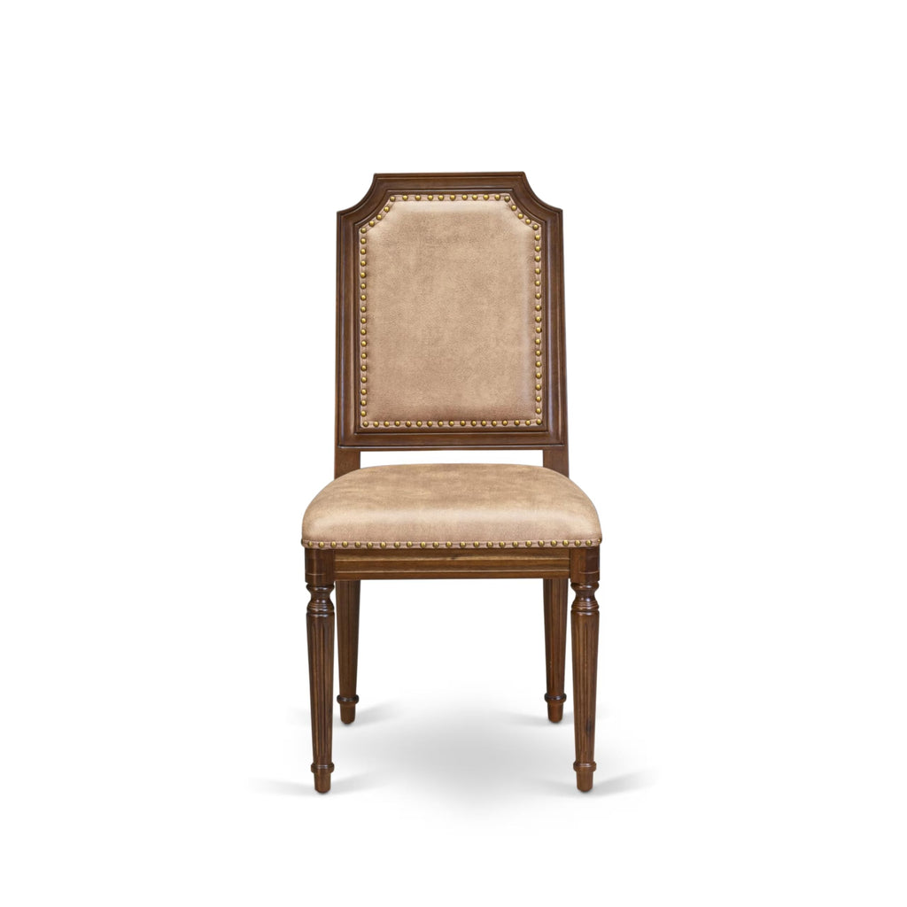 9 Piece Dining Table Set with 8 Beige Polyester Fabric Chairs T193