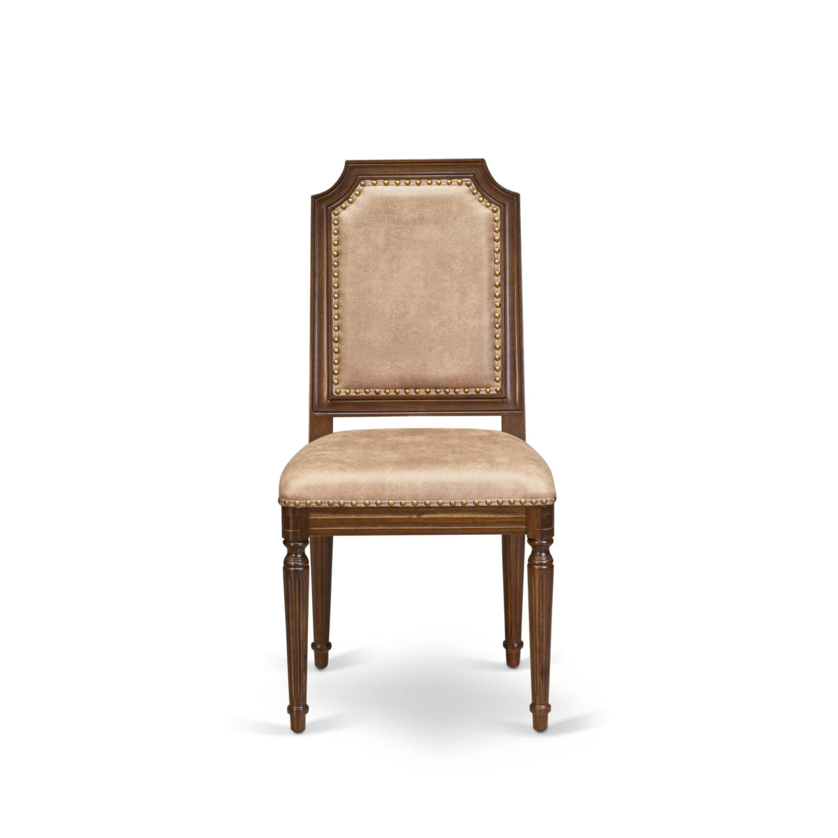 9 Piece Dining Table Set with 8 Beige Polyester Fabric Chairs T193
