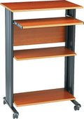 Mobile Stand-Up Desk with Keyboard Tray and 2 Adjustable Shelves G198