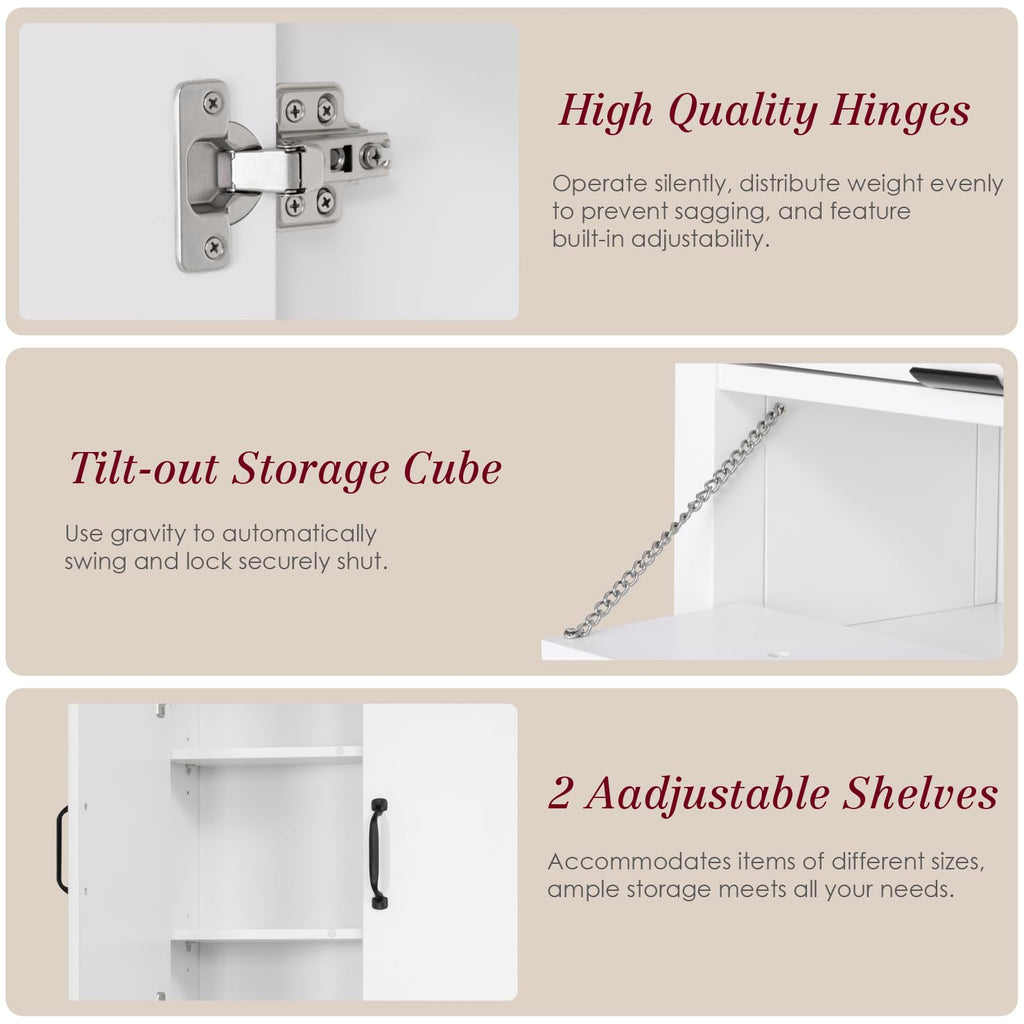 White Over the Toilet Storage Cabinet with Doors F48205