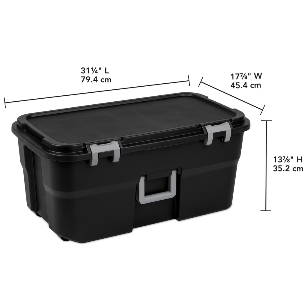 22 Gallon Black Wheeled Plastic Storage Trunk N9543