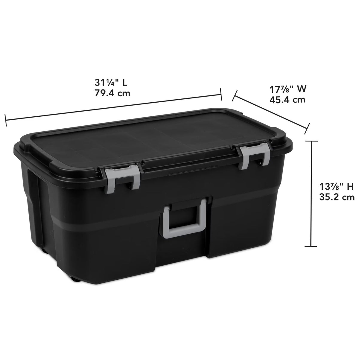 22 Gallon Black Wheeled Plastic Storage Trunk N9543