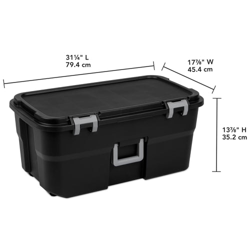 22 Gallon Black Wheeled Plastic Storage Trunk N9543