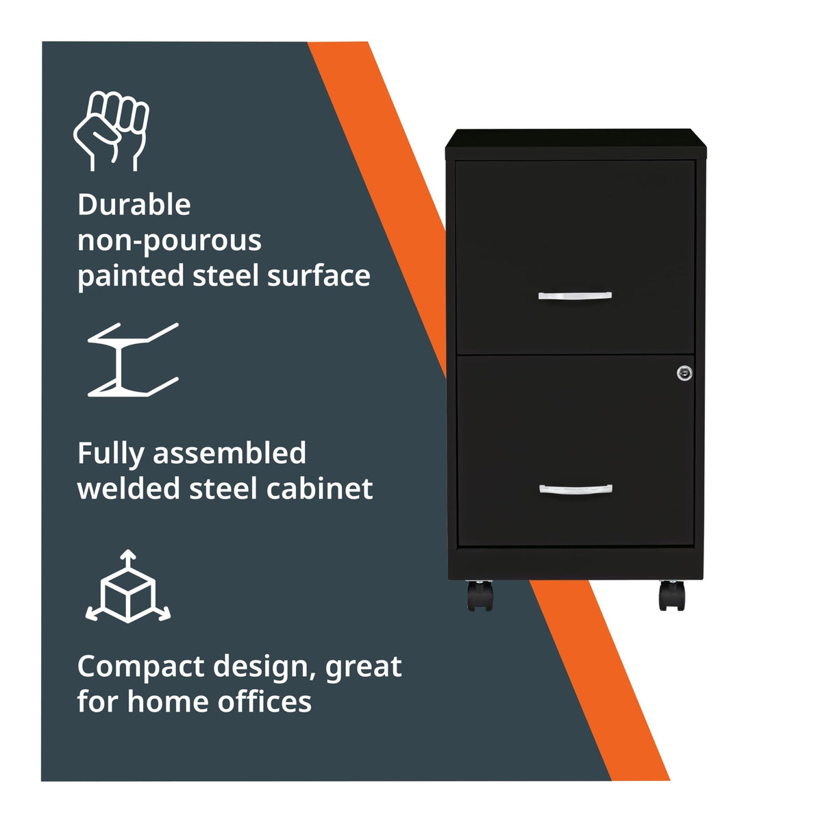2-Drawer Mobile File Cabinet, Black A660