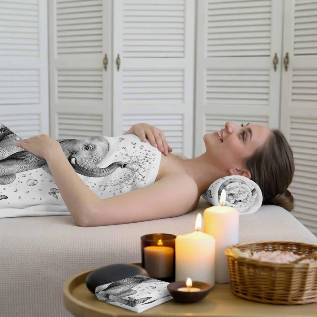 Gray Elephant Butterfly 3 Pack Cotton Bath Towel Set C70773
