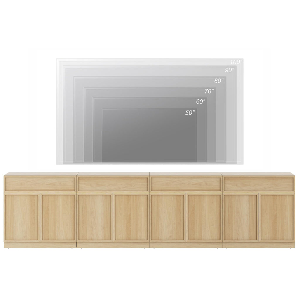 Oak TV Stand with 8 Doors and Drawers J2329