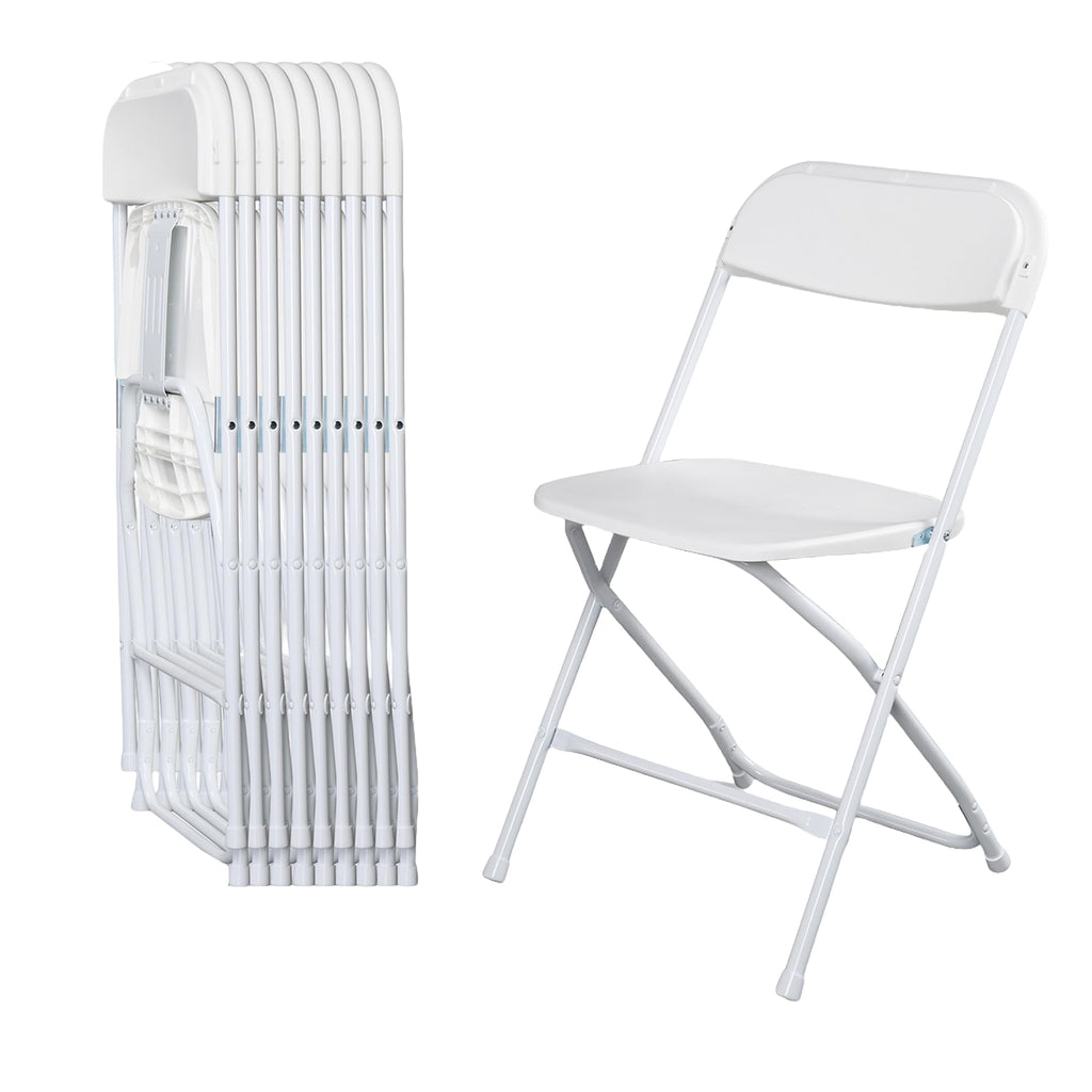 10 Pack White Folding Chairs 350LBS Capacity Steel I554526
