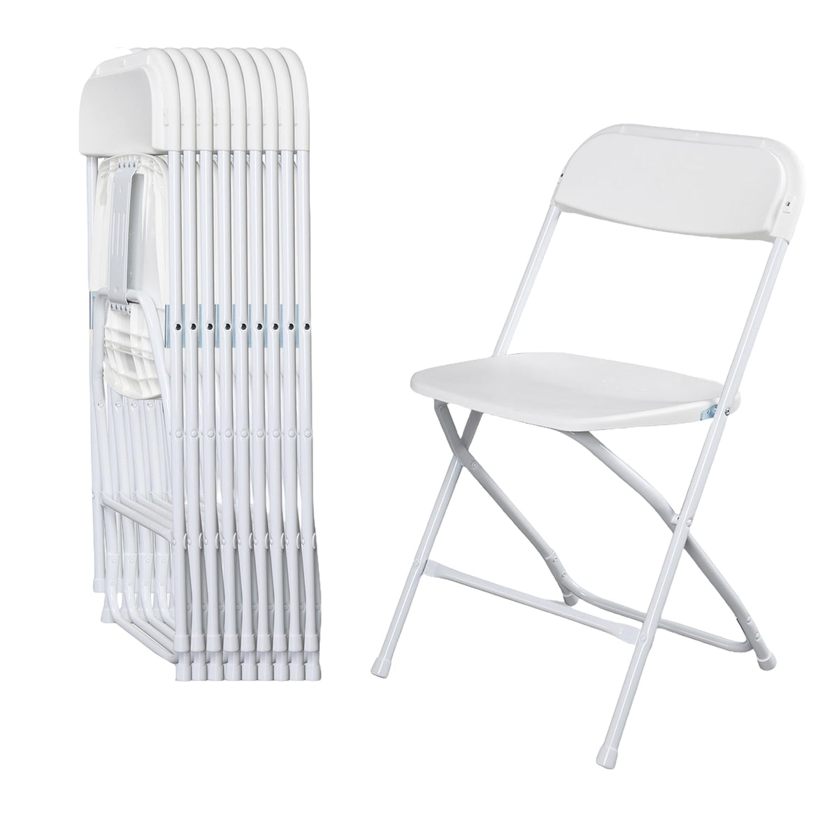 10 Pack White Folding Chairs 350LBS Capacity Steel I554526