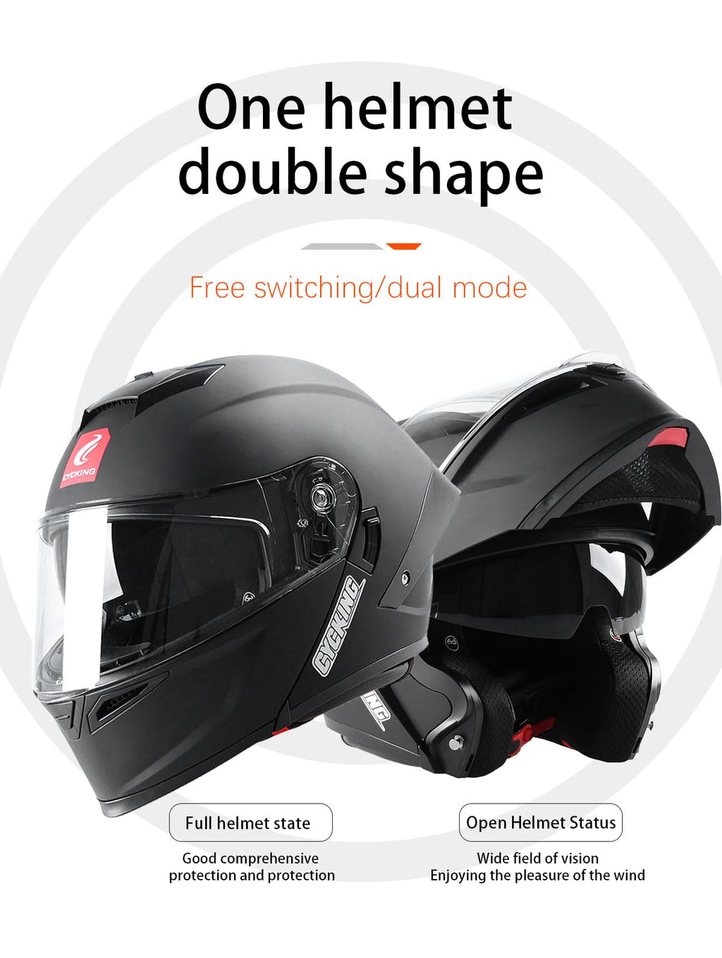 Modular Flip Up Full Face Motorcycle Helmet with Dual Visor I7641