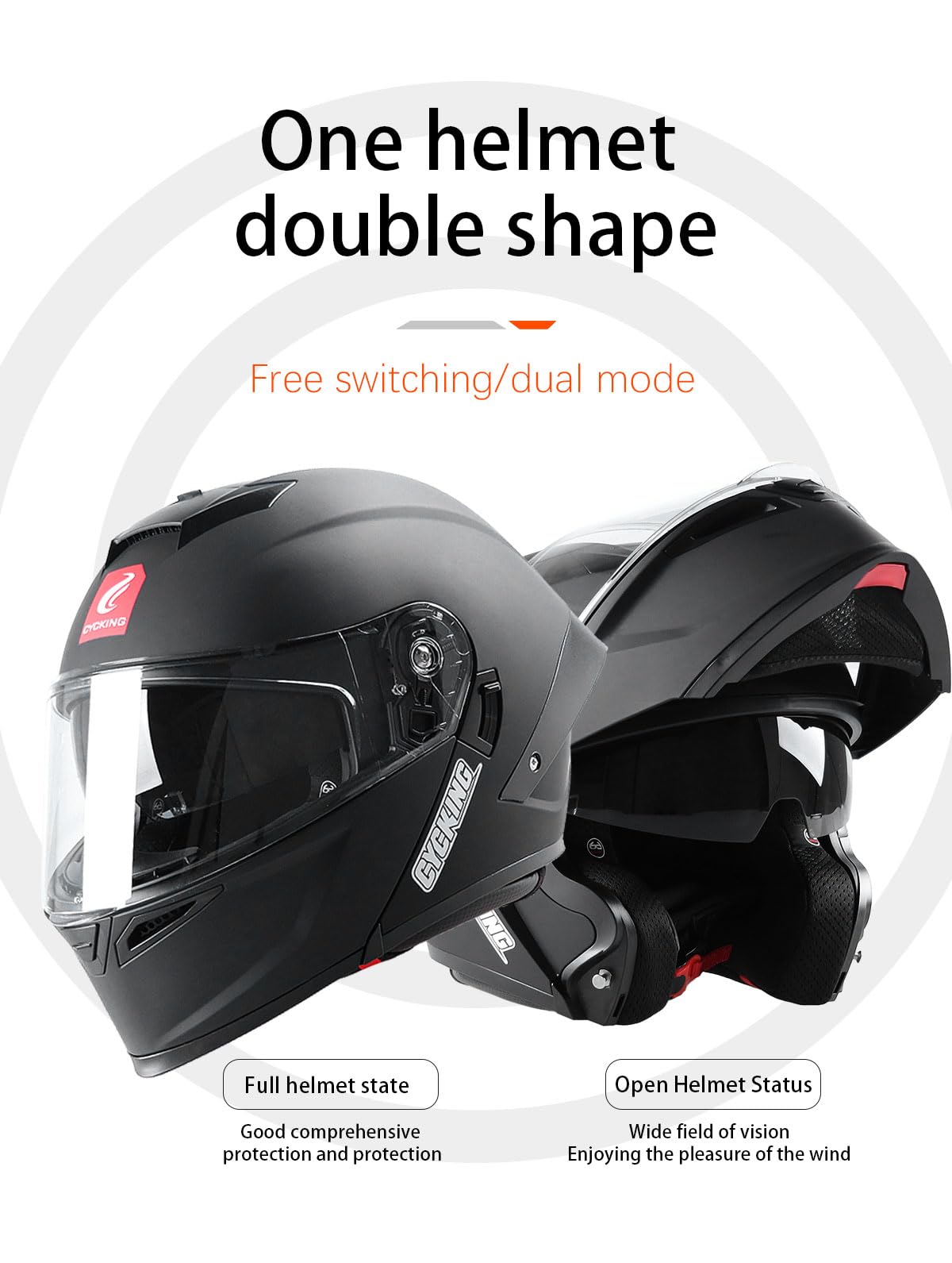 Modular Flip Up Full Face Motorcycle Helmet with Dual Visor I7641
