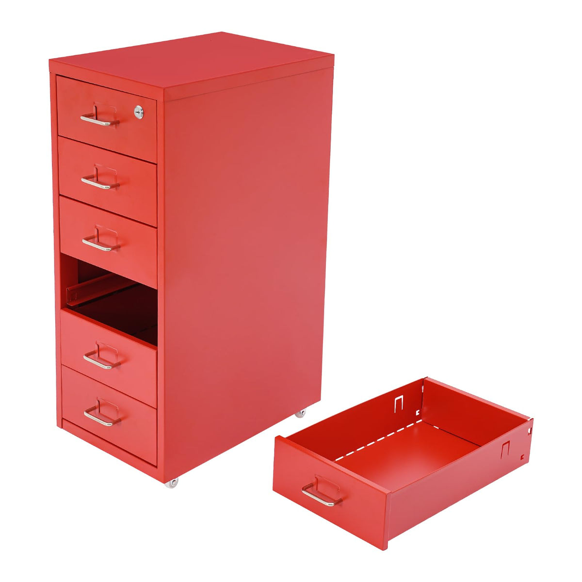 6 Drawer Metal Rolling File Cabinet with Lock J891