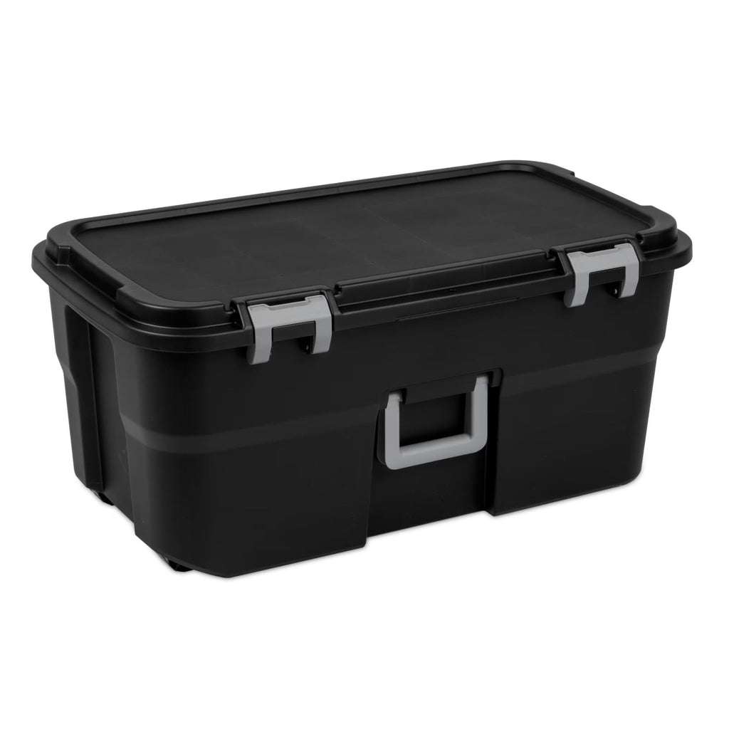 22 Gallon Black Wheeled Plastic Storage Trunk N9543
