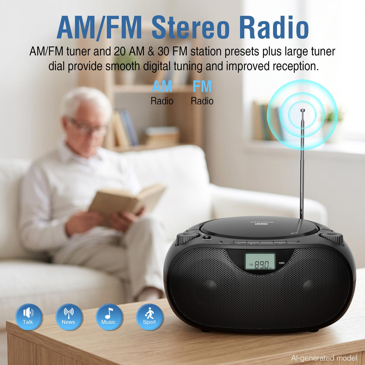 Portable CD Player Boombox with Bluetooth A282665