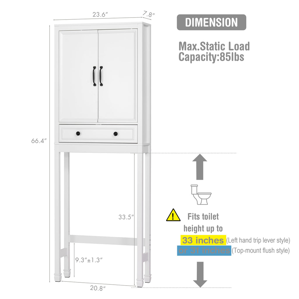 White Over the Toilet Storage Cabinet with Doors F48205