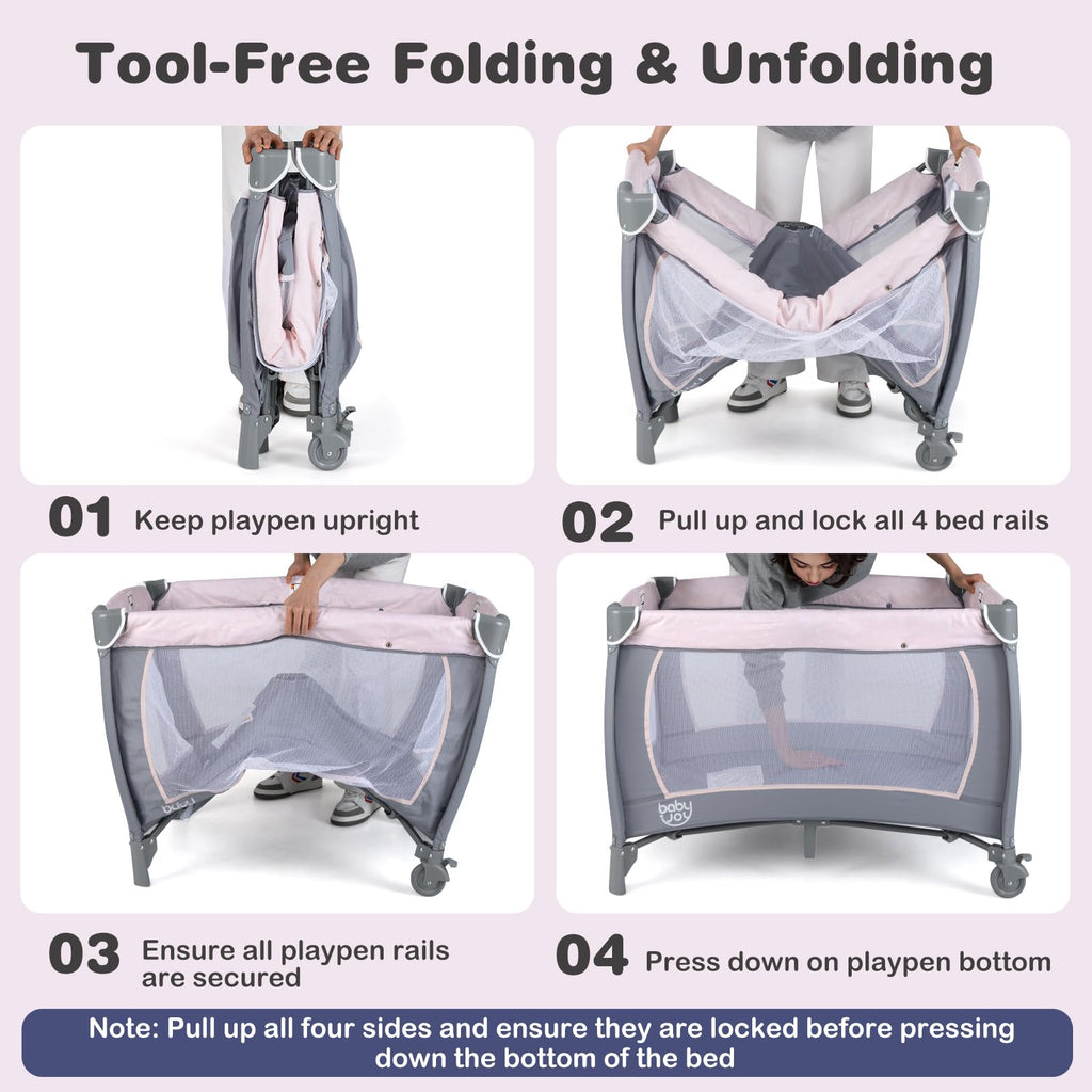5 in 1 Pack and Play with Bassinet and Diaper Changing Table P109
