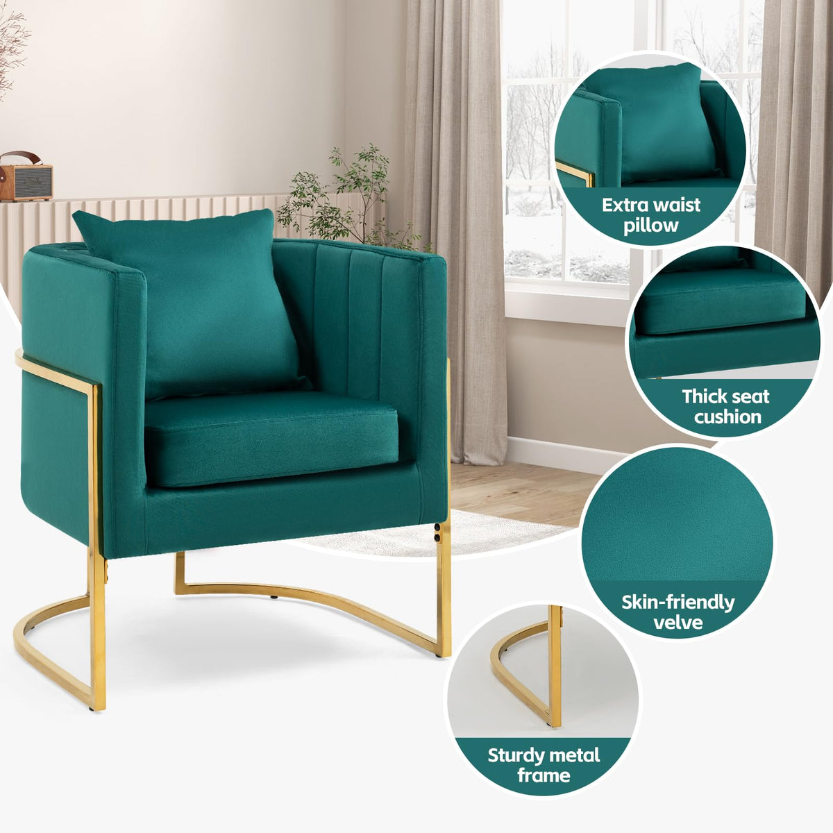 Velvet Accent Chairs Set of 2 Green R443587
