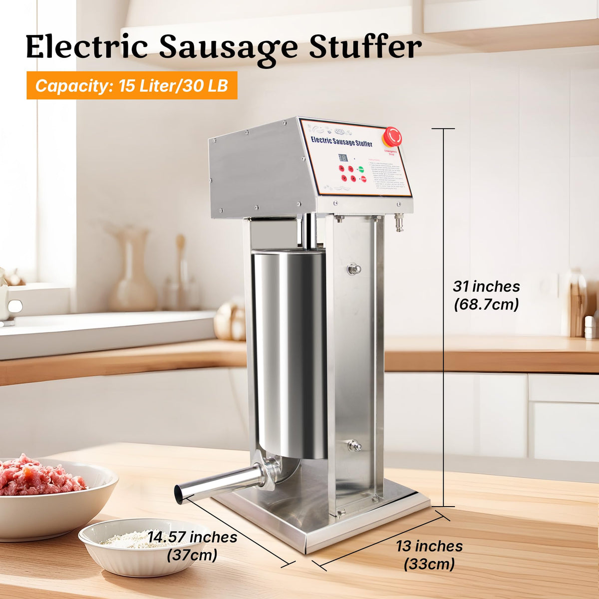 Stainless Steel Electric 15 Liter Sausage Stuffer K588