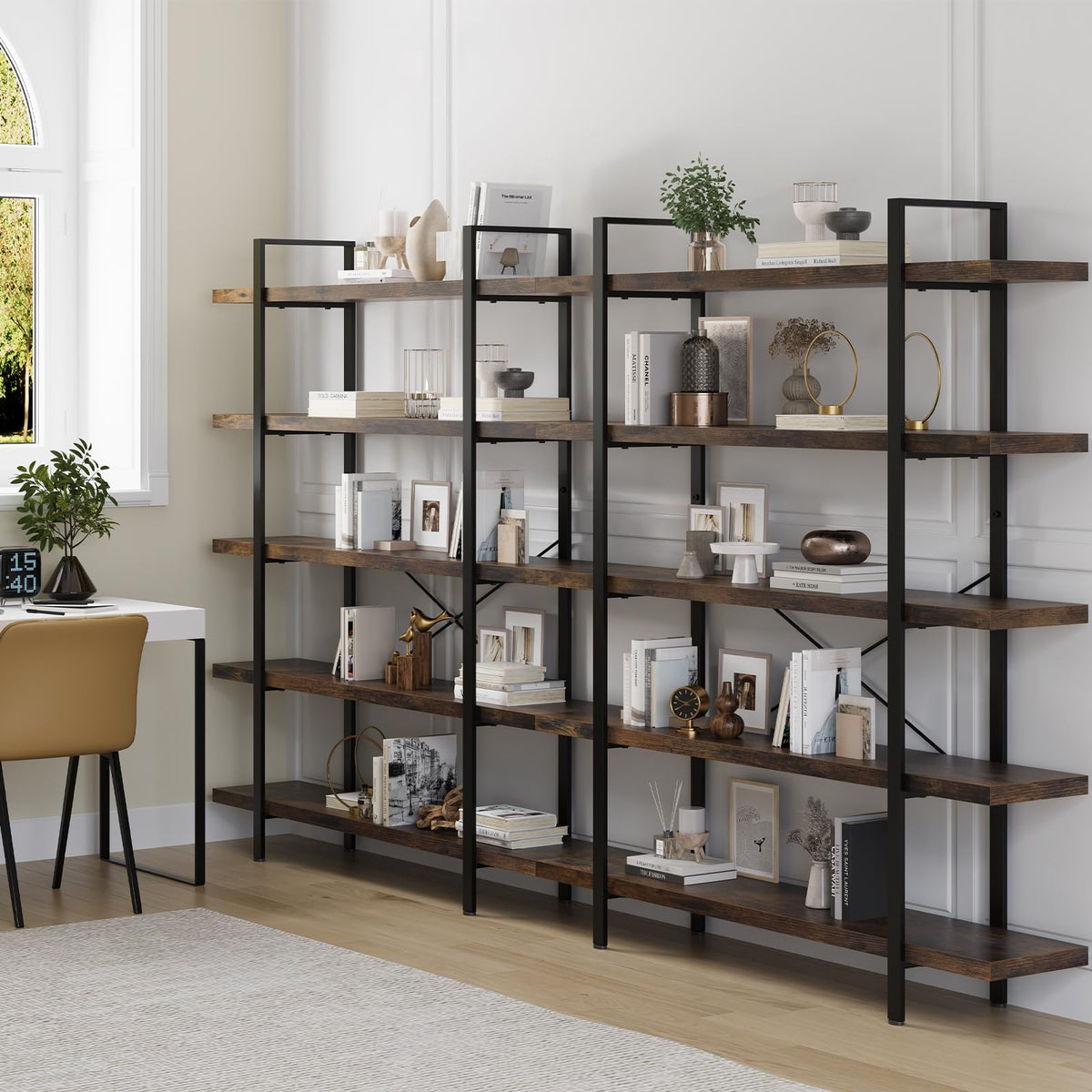 5 Tier Rustic Open Bookshelf U3903