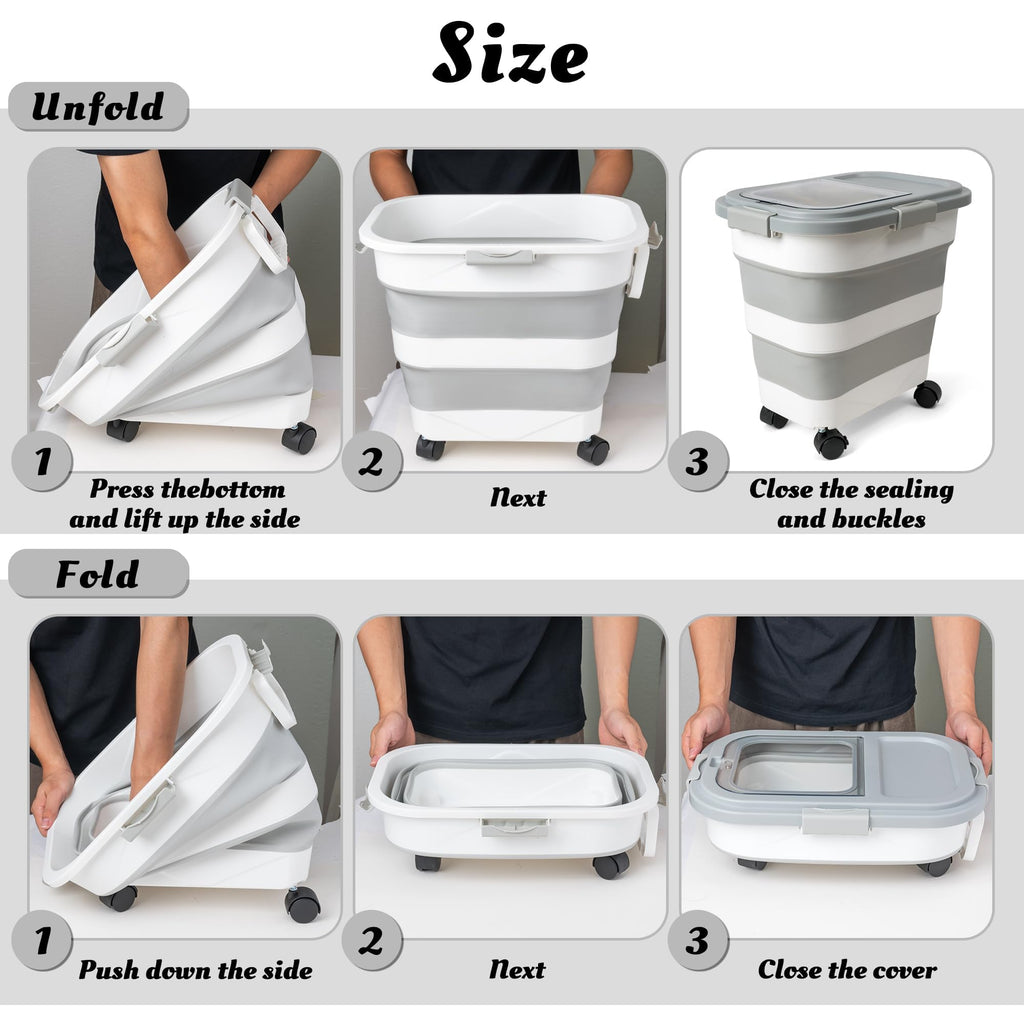 Collapsible Airtight Pet Food Storage Container with Scoop F431875
