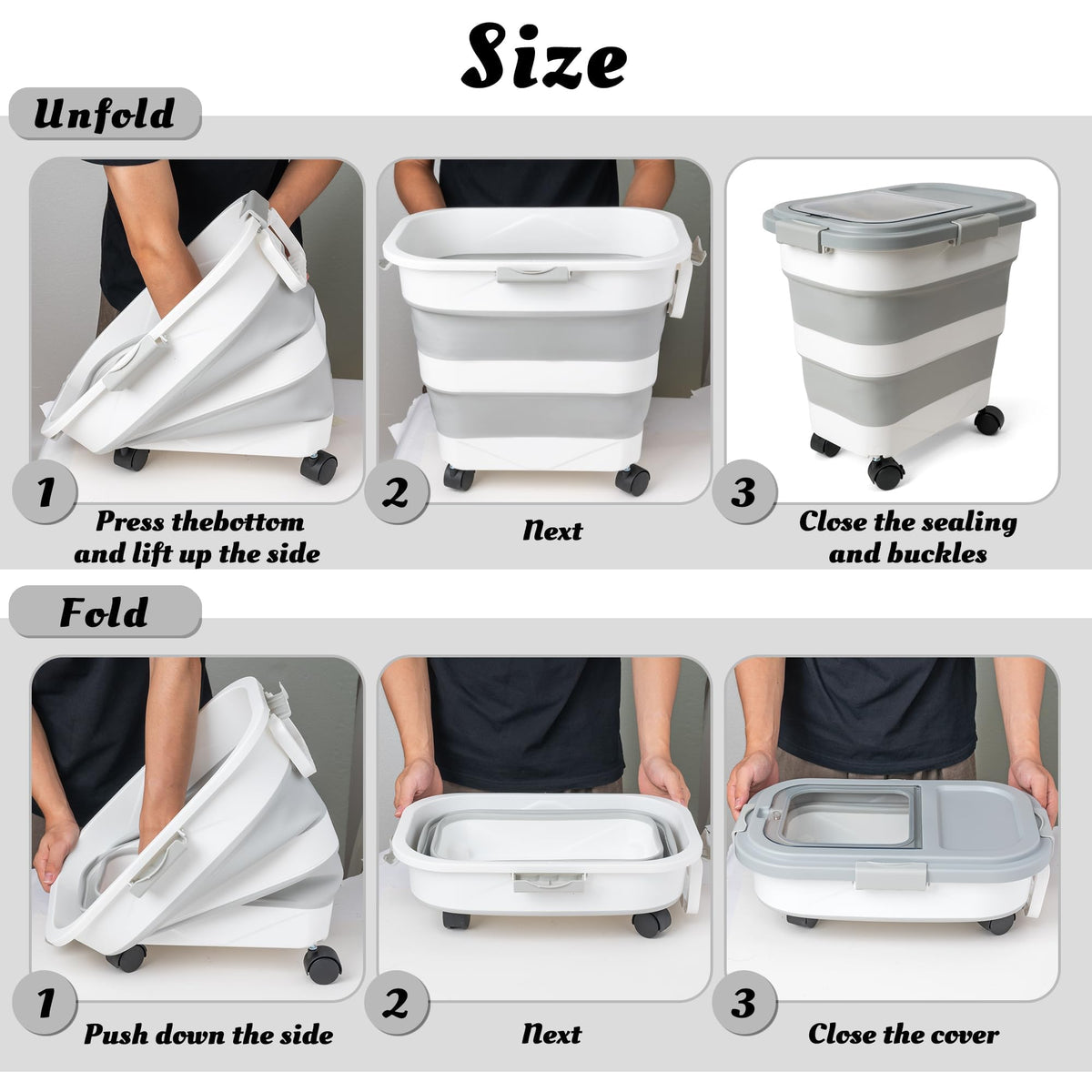 Collapsible Airtight Pet Food Storage Container with Scoop F431875