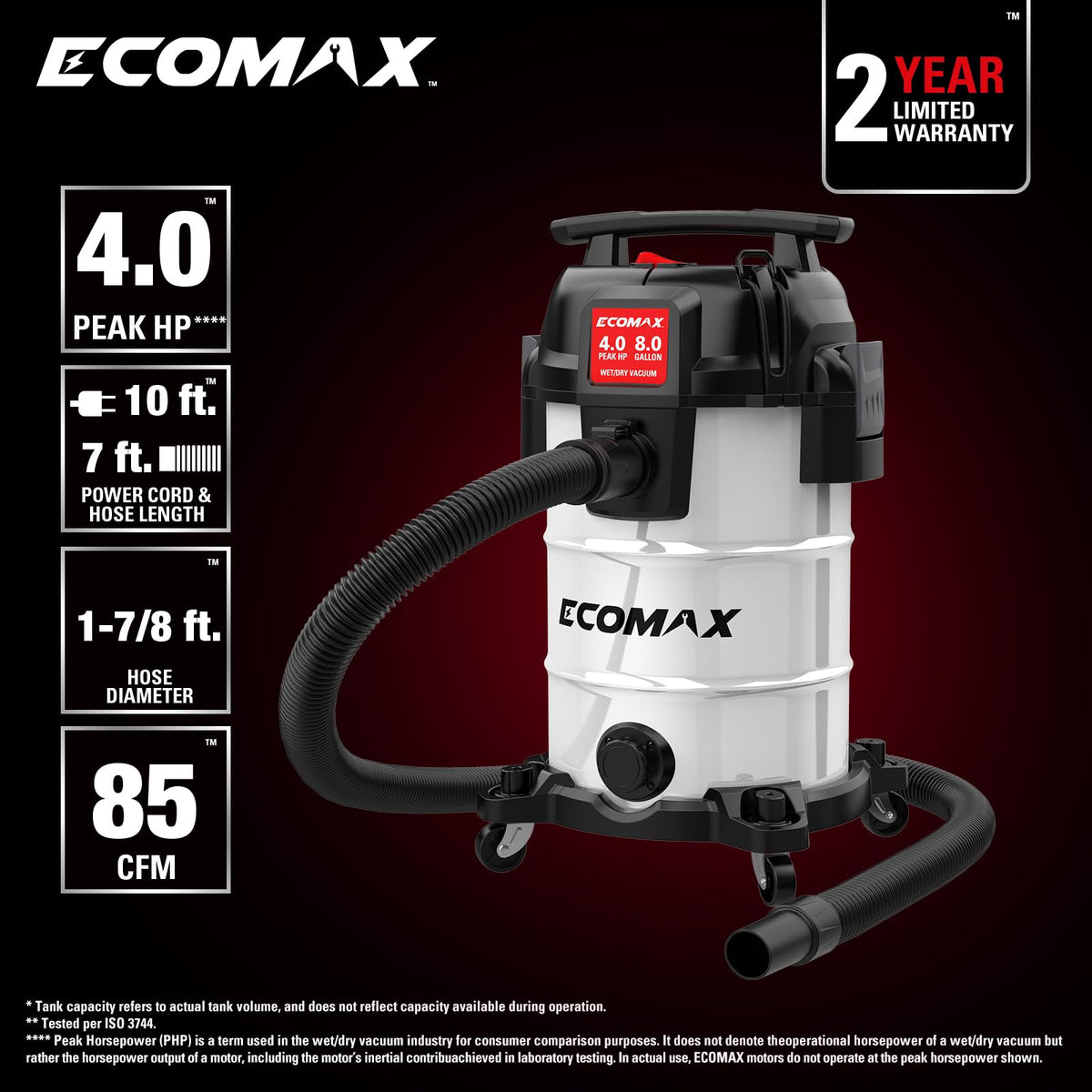 8 Gallon Stainless Steel Wet and Dry Shop Vacuum E717