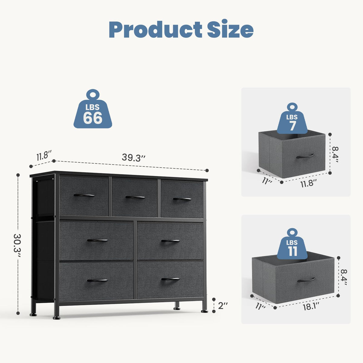 7 Drawer Fabric Dresser W106923