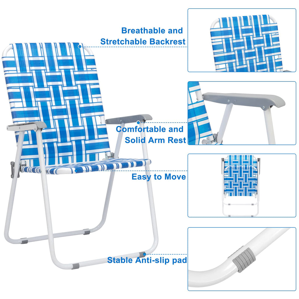 Set of 2 Blue Webbed Folding Camping Chairs Q26612
